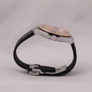 Luxury High Quality Diamond <b>Watch</b> with Stainless Steel Band Moissanite Cut Half Iced Classic Date Roman Features Glass Dial - Product Image 2