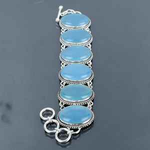 Customized Aquamarine Gemstone 925 Sterling Silver Bracelet Excellent Quality Handmade Designer Jewelry Engagement <b>Anniversary</b> - Product Image 6