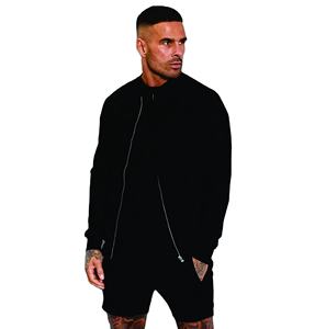 Tissu haut de gamme 70% Polyester 26% Viscose 4% Elasthanne Slim Fit Full Zip Black Mens Signature Knit Bomber - Product Image 3