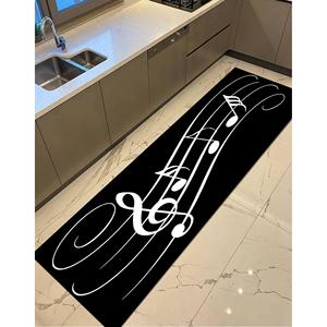 Tapis imprimé - Clé de Sol, Chambre de Fille, Noir et Blanc, Salle de Musique, Art, Extérieur, Bureau, Décoration de Salon, Tapis de Couloir, Tapis Doux à Poils Longs - Product Image 5