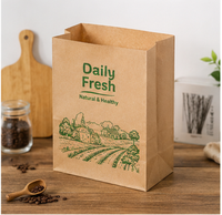 Sac en papier kraft brun imprimé sur mesure avec logo, fond carré, sac en papier SOS de qualité alimentaire pour l'emballage du pain de boulangerie