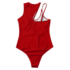 Maillot de bain asymétrique à une épaule vert néon, monokini 1 pièce avec logo frontal pour femmes, vêtements de plage d'été - Product Image 2