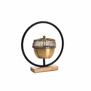 Customized Gold Plated Metal Incense Burner Wooden Top Latest Design Bakhoor Holder for Religious Use Oud Dispenser Diffuser - Product Image 1