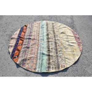 Alfombra Turca Vintage de 6.3x6.2 pies, Alfombra Oriental Azul de Lana - Product Image 3