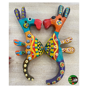 Figurine de poisson en bois, poisson en bois peint sculpté à la main Art populaire rustique côtier Style africain mexicain décor à la maison nautique - Product Image 6