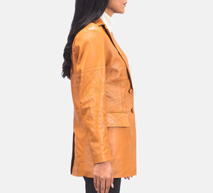 Abrigo de cuero para mujer, diseño personalizado, cómodo para el invierno, abrigo de cuero para mujer - Product Image 5