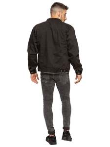 Chaqueta vaquera con cuello levantado de alta calidad para hombre personalizable 100% algodón Casual Invierno bajo MOQ XL tamaño High Street Style - Product Image 5