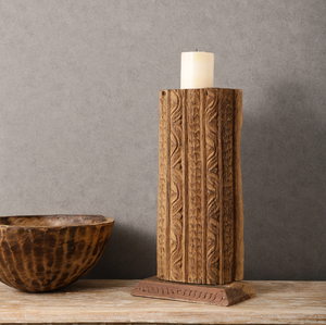 Bougeoirs modernes en bois mosaïque géométrique avec un mélange de bois clair et foncé, disponibles au prix de gros. - Product Image 2