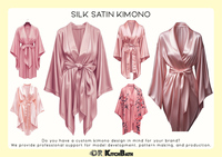 Kimono personnalisable en satin de soie de mûrier de qualité 6A 22 25 30 Momme OEM romantique de luxe thermique élégant perlé floral avant été