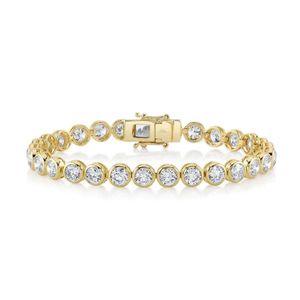 Populaire 14k or massif lunette ensemble Moissanite diamant Bracelet rond Moissanite diamant pleine éternité Bracelet cadeau pour mariage - Product Image 1