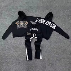Streetwear OEM Tenue de jogging Survêtement évasé en coton Pantalon de survêtement évasé personnalisé et ensemble sweat à capuche zippé pour hommes - Product Image 4