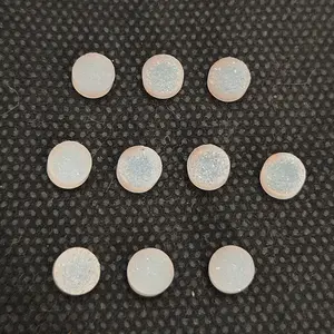 Natürlicher weißer Druzy 6mm runder flacher Druzy Achat Kristall 1,13 ct loser Edelstein für die Schmuck herstellung liefern druzy Steine