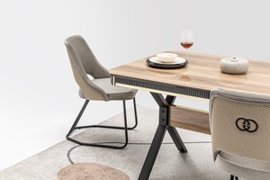 Ensemble de salle à manger moderne convertible en acier inoxydable 1 table 6 chaises pour appartement hôtel villa - Product Image 4