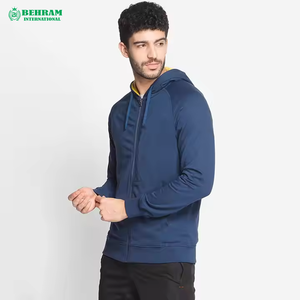 Sweat à capuche zippé intégral 100 % coton mélangé pour homme, 400 g/m², avec impression en relief, couleur unie - Product Image 2