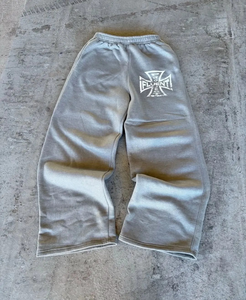 กางเกงวอร์มผ้าเทอร์รี่กางเกงขาบานสำหรับผู้ชายกางเกงวิ่งแบบยืดหยุ่นเอวสูงผ้าเทอร์รี่ระบายอากาศทรงหลวมไซส์พิเศษออกแบบได้ตามต้องการ - Product Image 1