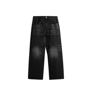 Leg <b>Ripped</b> Light <b>Grey</b> Washed Slim Fit Denim <b>Jeans</b> Pant Streetwear Deep Stretch High Quality Winter Embroidery - Product Image 1
