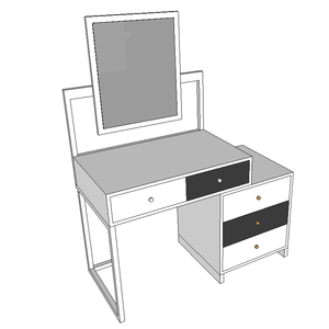 Moderna Mesa de Maquillaje SFBTD006 de Madera Blanca con Taburete Alto y Espejo Rectangular, Estilo Moderno - Product Image 3