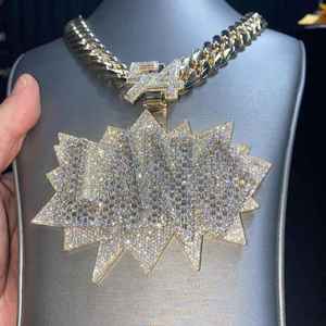 Pendentif personnalisé de luxe en argent sterling 925 plaqué or rose, serti de diamants Moissanite, style Hip Hop, bijoux fins de haute qualité - Product Image 2