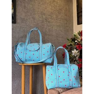 Bolsa de lona de algodón estampada hecha a mano, informal, para fin de semana, viaje, gimnasio, con cierre de cremallera, de lujo, para fitness, plegable, de malla, para exteriores - Product Image 4