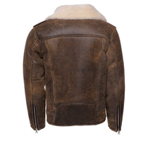 Blouson Bomber Homme Grande Taille Sur Mesure en Cuir de Mouton avec Col en Fourrure de Renard, Fermeture Éclair, Tricoté Respirant – Meilleure Vente Hiver
