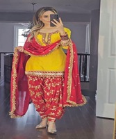 Magnifique ensemble Salwar pour femmes avec Dhoti en coton mélangé imprimé multicolore, longueur ras du sol, idéal pour les soirées, Abaya élégante