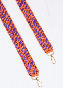 WHITE COLOR Star Pattern Beaded Purse Strap Clearance Beaded Purse Strap Louisiana Collegiate Color <b>Purple</b> Ang Golden - Product Image 4