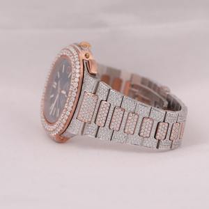 นาฬิกาเพชรมอยส์ซอไนต์คุณภาพระดับพรีเมี่ยมสำหรับผู้ชายสายสเตนเลสสตีลชัดเจนเครื่องประดับแฟชั่นฮิปฮอป - Product Image 3