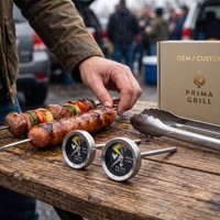 Thermomètre à viande bimétallique à lecture instantanée, étanche, en acier inoxydable, cadran de 1 pouce, mini, pour cuisine et barbecue, OEM personnalisé disponible, Chine