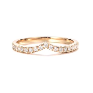 Curved Certified Premium Lab Grown Diamond Diamond <b>Wedding</b> Band Festive Gifting Occasion 14K Solid Gold F-VS2 Prong Setting - Product Image 1