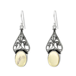 ต่างหูพลอยซิทรินธรรมชาติสีเงินสเตอร์ลิงดูงดงามต่างหูชาติพันธุ์รูปวงรี925สำหรับผู้หญิงสาวๆเครื่องประดับหินวันเกิด - Product Image 2