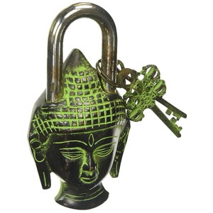 Functional Brass Beautiful Padlocks Wholesale with Two <b>Keys</b> Antique Style Lord Buddha Type Padlock - <b>Lock</b> - Product Image 1