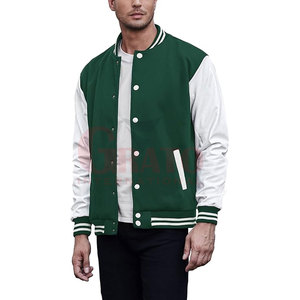 Chaqueta Universitaria Formal Hecha a Mano para Hombre y Mujer, Cuello Alto, Mangas de Cuero, Color Personalizado, Logotipo, Alta Calidad, OEM - Product Image 1