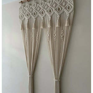 Rideau de porte et de fenêtre en macramé bohème, cantonnière suspendue chic de style bohème - Product Image 1