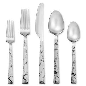 Ensemble de couverts en argent avec manche en marbre de créateur Argenterie de mariage en acier inoxydable Couverts en métal de luxe de haute qualité - Product Image 5