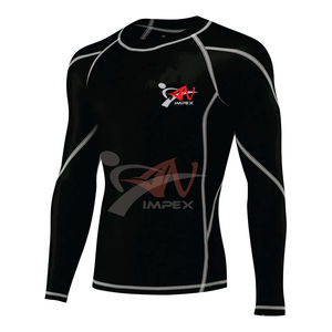 Logotipo personalizado de los hombres de manga larga Rush Guard Stretch Fitness de secado rápido de manga corta Ropa de baño Rash Guard - Product Image 3