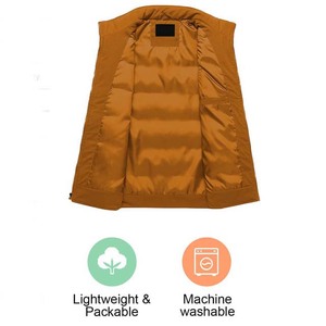 Chaqueta Acolchada para Hombre, Ligera, Plegable, Resistente al Viento, con Cuello Alto, Puños Cómodos, Cierre de Cremallera, Bolsillo en el Pecho - Product Image 3