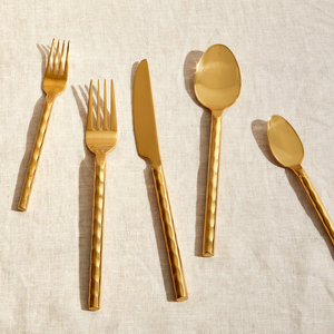 Ensemble de 5 couverts en laiton de qualité supérieure, couverts personnalisables en acier miroir pour la maison, la cuisine et les fêtes à bas prix - Product Image 1