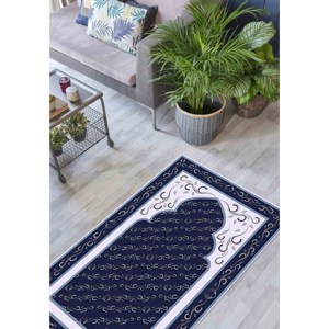 Navy Blue Prayer <b>Rug</b>: Islamic Home Decor, Spiritual Gift, Printed <b>Rug</b>,Nonwoven <b>Thin</b> <b>Rug</b> - Product Image 4