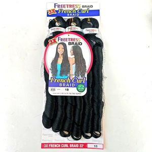En stock : 3x <span class=keywords><strong>Tresses</strong></span> françaises bouclées pour <span class=keywords><strong>tresses</strong></span> au crochet, fibres premium pré-étirées, 3x boucles françaises, 22 pouces, livraison rapide - Product Image 1