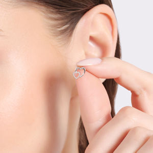 Boucles d'oreilles coeur romantique en argent sterling 925 Design double coeur Bijoux hypoallergéniques légers Idéal pour les cadeaux - Product Image 3