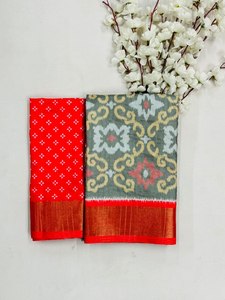 ชุดปาร์ตี้ผ้าฝ้ายผ้าไหม ikkat ส่าหรีที่สวยงาม - Product Image 2