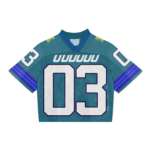 Maillot de football unisexe en maille surdimensionnée de style streetwear américain vintage pour hommes, style OEM - Product Image 4