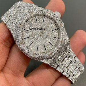Montre automatique de luxe entièrement sertie de moissanite en acier inoxydable, style hip-hop, montre-bracelet de style diamant - Product Image 3