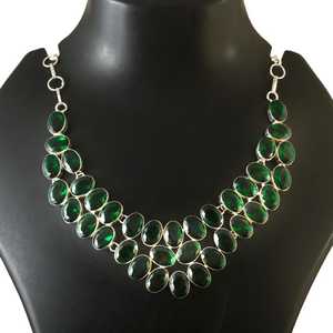 925 Sterling Silver Green <b>Onyx</b> <b>Necklace</b> Handmade Spiritual Christian Jewelry with Link Chain for Wedding and Gift Occasions - Product Image 1