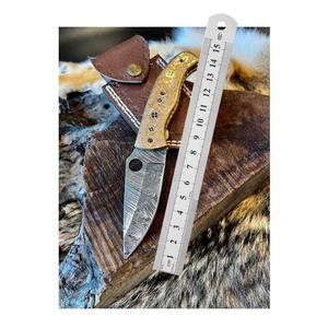Couteau de poche pliant artisanal en acier inoxydable, manche en bois gravé à la main, personnalisable, pour camping, chasse, tactique, OEM, garantie 3 ans - Product Image 1