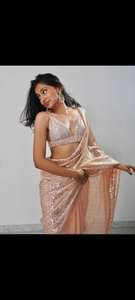 Vêtement de soirée indien pakistanais haut de gamme Georgette Saree avec broderie et paillettes Travail Mono Banglori Blouse Wedding Wear - Product Image 2