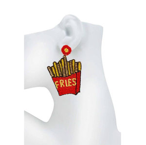 Pendientes bordados de cangrejo con cuentas cosidas a mano con patrón Pendientes colgantes con arte bordado y cuentas de semillas - Product Image 3