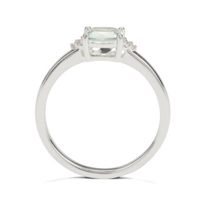 Madagaskar Natürlicher Aquamarin-Ring 0,93ct Sterlingsilber mit Weißem Zirkon Trendiger Offener Einlage-Krallenfassung - Product Image 3