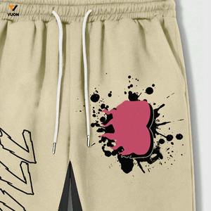 Pantalones de chándal acampanados de cintura alta personalizados para hombre, ropa de calle de pierna ancha recta y holgada desgastada de peso pesado, estampado de lavado oscuro - Product Image 4