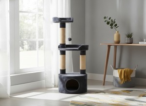 เสาข่วนแมวคุณภาพสูง Amistar "Velvet Nook" สำหรับแมวทุกสายพันธุ์และทุกขนาด - Product Image 5